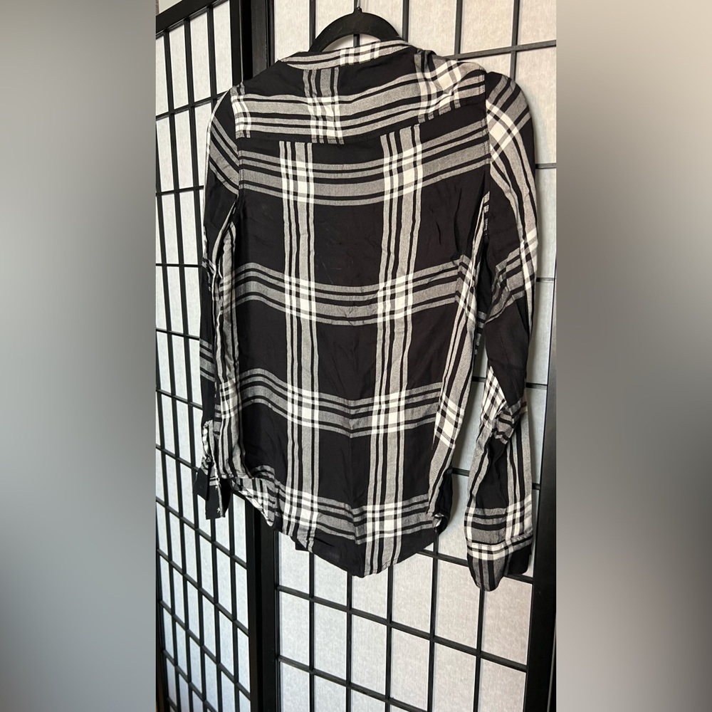Express Cross Drawstring Plaid Top - Picture 2 of 7